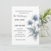 Invitation Chardon Bleu Écosse Mariage Simple Écossais (Debout devant)