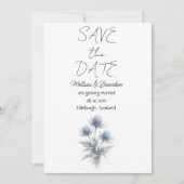 Invitation Chardon Bleu Fleurs Écossaises Mariage Élégant (Devant)