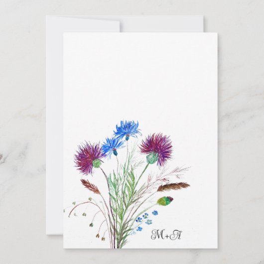 Invitation Chardon Botanique Élégant Simple Minimal Mariage (Dos)