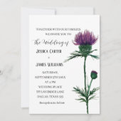 Invitation Chardon Cornflowers Aquarelle Rustique Mariage (Devant)