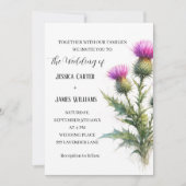 Invitation Chardon Mariage Aquarelle Rustique Écossais (Devant)