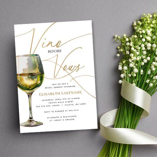 Invitation Chardonnay Gold Vino Before Vows Enterrement de Vi