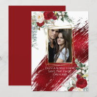 CHARGE photo cadre Crimson Floral Paint Stroke