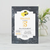 Invitation Chargeur frontal Construction Camion Anniversaire (Debout devant)