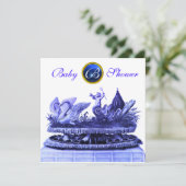 INVITATION CHARIOT BLEU DE SWANS / CUPCAKES BABY SHOWER GARÇO (Debout devant)