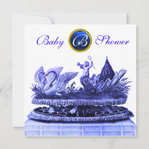 INVITATION CHARIOT BLEU DE SWANS / CUPCAKES BABY SHOWER GARÇO
