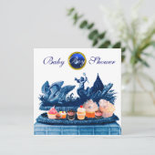 INVITATION CHARIOT BLEU DE SWANS / CUPCAKES BABY SHOWER GARÇO (Debout devant)