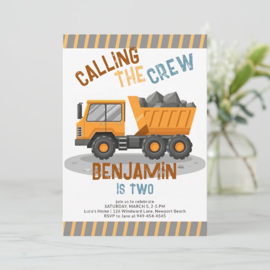 Invitation Chariot Camion de l'équipage de construction 2e an (Debout devant)