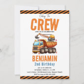 Invitation Chariot Camion de l'équipage de construction 2e an (Devant)