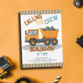 Invitation Chariot Camion de l'équipage de construction 2e an