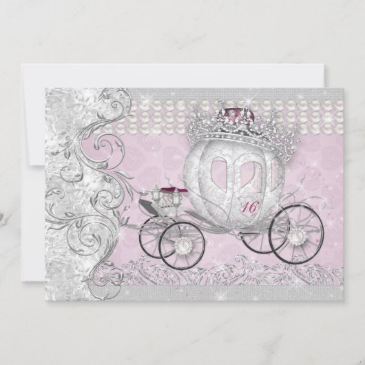 Invitation Chariot d'Anos Bling de coing de princesse Sweet (Devant)