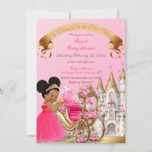 Invitation Chariot de Château de Princesse Royale Rose Or Fil