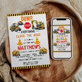 Invitation Chariot de construction 1ère fête d'anniversaire