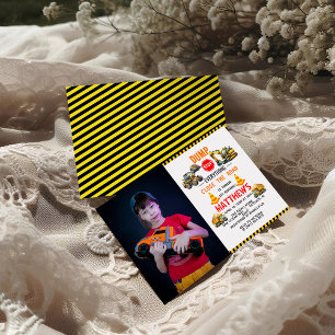 Invitation Chariot de construction 1ère fête d'anniversaire