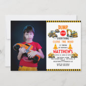 Invitation Chariot de construction 1ère fête d'anniversaire (Devant)