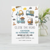 Invitation Chariot de construction Anniversaire (Debout devant)