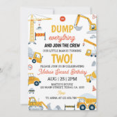 Invitation Chariot de construction Anniversaire (Devant)