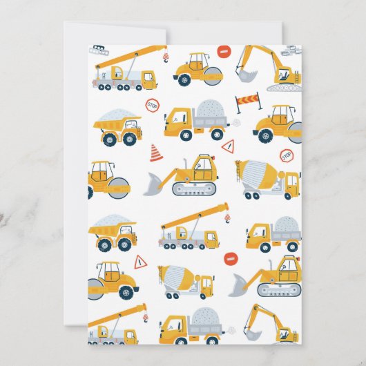 Invitation Chariot de construction Anniversaire (Dos)