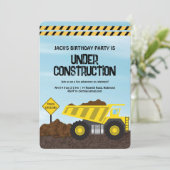 Invitation Chariot de construction Anniversaire (Debout devant)