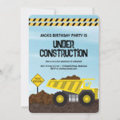 Invitation Chariot de construction Anniversaire (Devant)