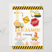 Invitation Chariot de construction Anniversaire (Devant)