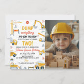Invitation Chariot de construction Anniversaire Photo Invitat (Devant)
