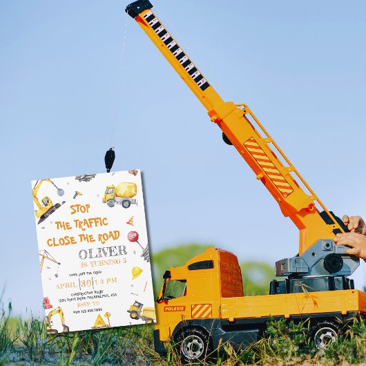 Invitation Chariot de construction Boy Fête d'anniversaire