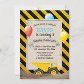 Invitation Chariot de construction Boy Fête d'anniversaire (Devant)