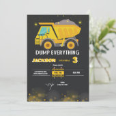 Invitation Chariot de construction Boys fête d'anniversaire (Debout devant)