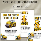 Invitation Chariot de construction huitième fête d'anniversai