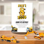 Invitation Chariot de construction huitième fête d'anniversai