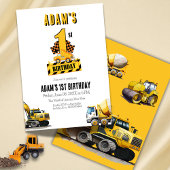Invitation Chariot de construction première fête d'anniversai