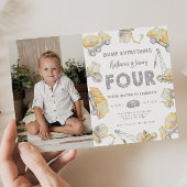 Invitation Chariot de construction QUATRE fête de 4e annivers