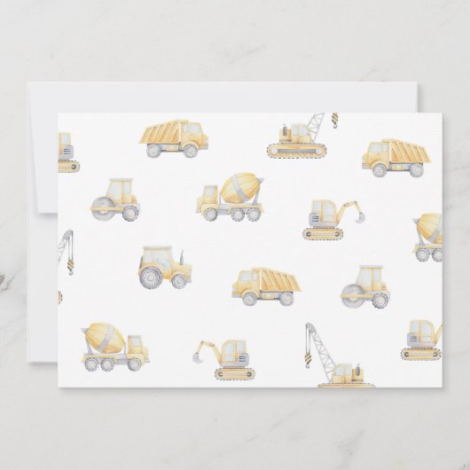 Invitation Chariot de construction QUATRE fête de 4e annivers (Dos)