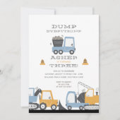 Invitation Chariot de construction thème Anniversaire fête (Devant)