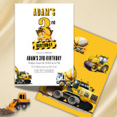 Invitation Chariot de construction troisième fête d'anniversa