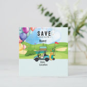 Invitation Chariot de golf avec Anniversaire Enregistrer la d (Debout devant)