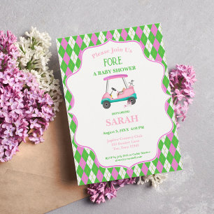 Invitation Chariot de golf élégant prêt pour la baby shower