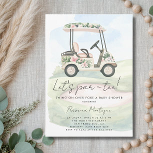 Invitation Chariot de golf floral vert pour une baby shower P