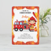 Invitation Chariot de pompiers modifiable Anniversaire (Debout devant)