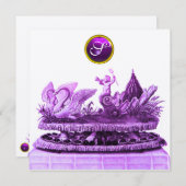 INVITATION CHARIOT DE SWANS ET CUPCAKES GOLD BEACH MARIAGE (Devant / Derrière)