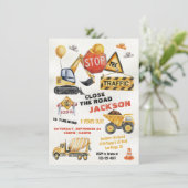 Invitation Chariot de vidange d'anniversaire de construction (Debout devant)