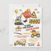 Invitation Chariot de vidange d'anniversaire de construction (Devant)