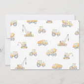 Invitation Chariot de vidange de construction 4e fête d'anniv (Dos)