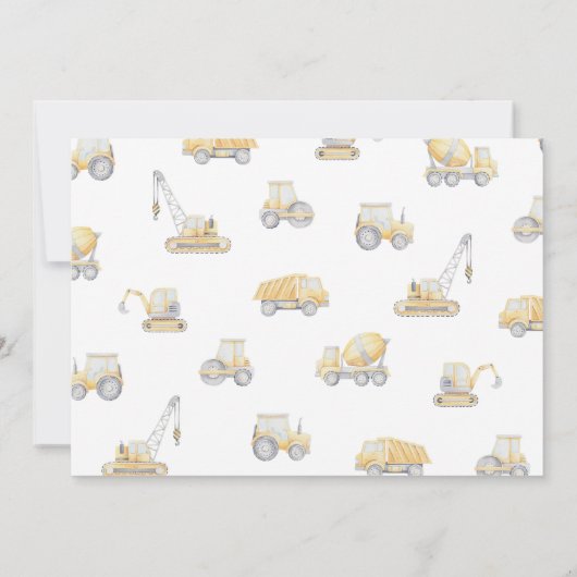 Invitation Chariot de vidange de construction 4e fête d'anniv (Dos)