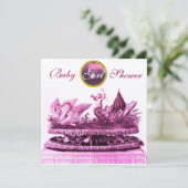 INVITATION CHARIOT D'OR DES SWANS /CUPCAKES BABY SHOWER FILLE (Debout devant)