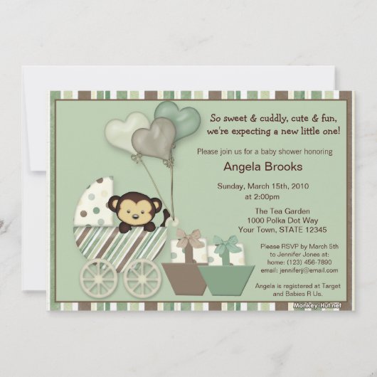 Invitation Chariot MPP de VERT d'invitation de baby shower de (Devant)