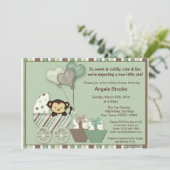 Invitation Chariot MPP de VERT d'invitation de baby shower de (Debout devant)