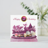 INVITATION CHARIOT ROSE DE SWANS ET CUPCAKES ANNIVERSAIRE (Debout devant)