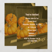 Invitation Chariot Sépia Citrouilles Orange Soirée d'Automne (Devant / Derrière)